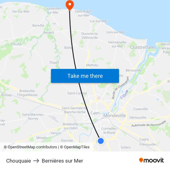 Chouquaie to Bernières sur Mer map