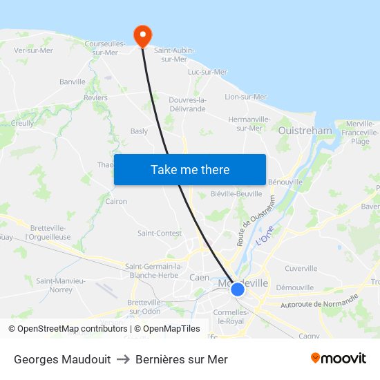 Georges Maudouit to Bernières sur Mer map