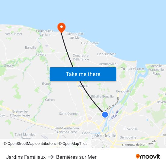 Jardins Familiaux to Bernières sur Mer map