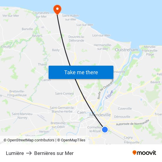 Lumière to Bernières sur Mer map