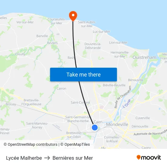 Lycée Malherbe to Bernières sur Mer map