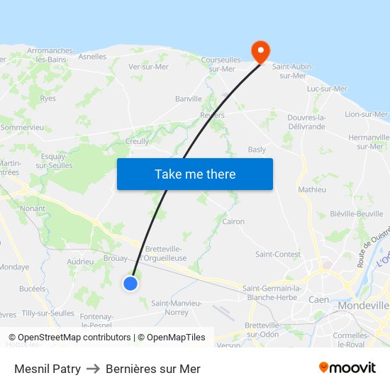 Mesnil Patry to Bernières sur Mer map