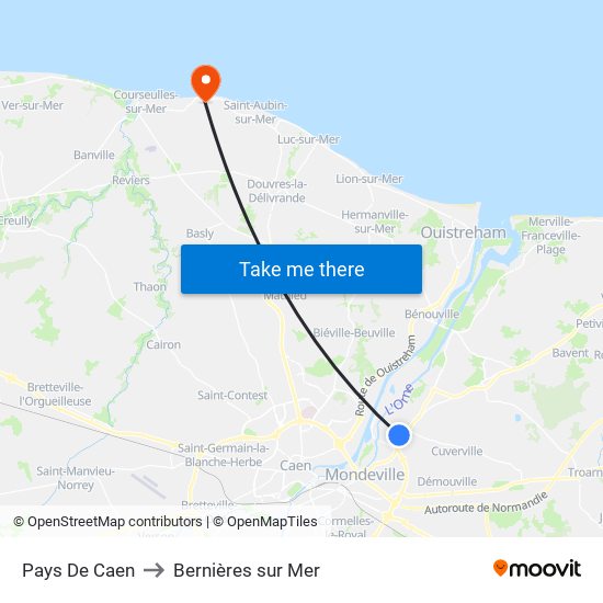 Pays De Caen to Bernières sur Mer map