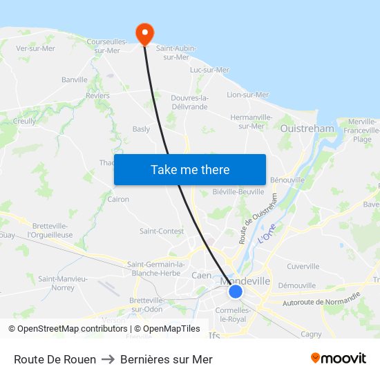 Route De Rouen to Bernières sur Mer map