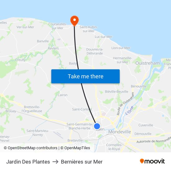 Jardin Des Plantes to Bernières sur Mer map