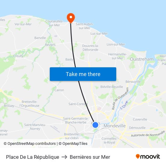 Place De La République to Bernières sur Mer map