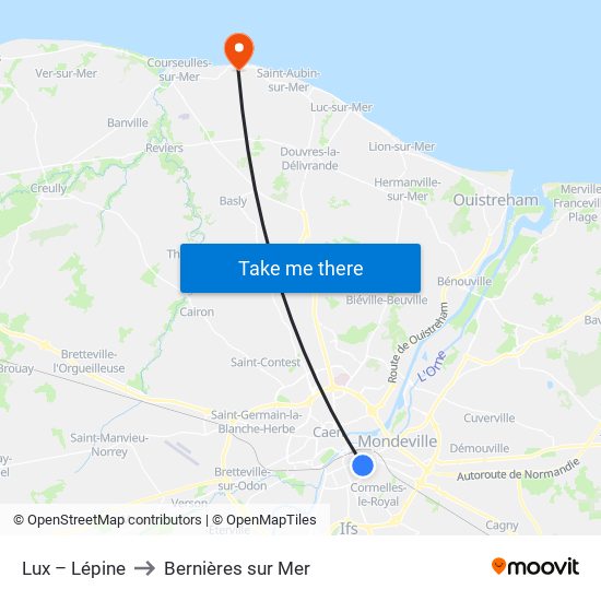 Lux – Lépine to Bernières sur Mer map