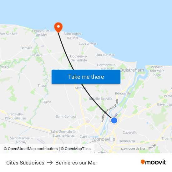Cités Suédoises to Bernières sur Mer map