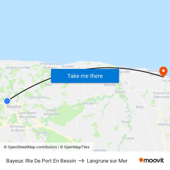 Bayeux: Rte De Port En Bessin to Langrune sur Mer map