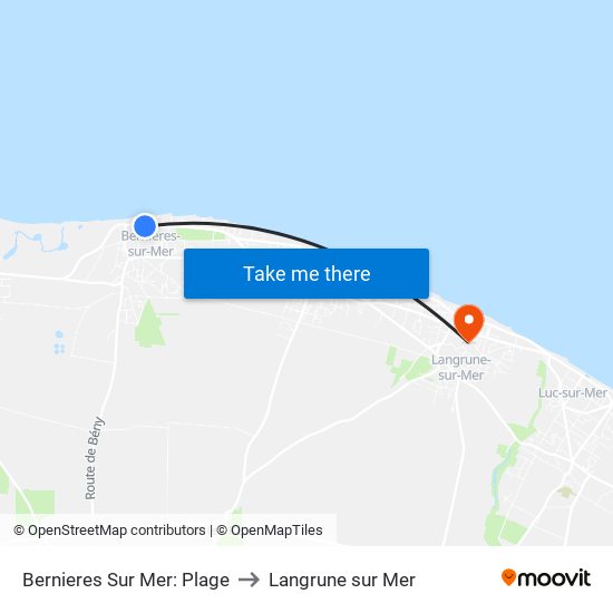 Bernieres Sur Mer: Plage to Langrune sur Mer map