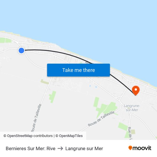 Bernieres Sur Mer: Rive to Langrune sur Mer map