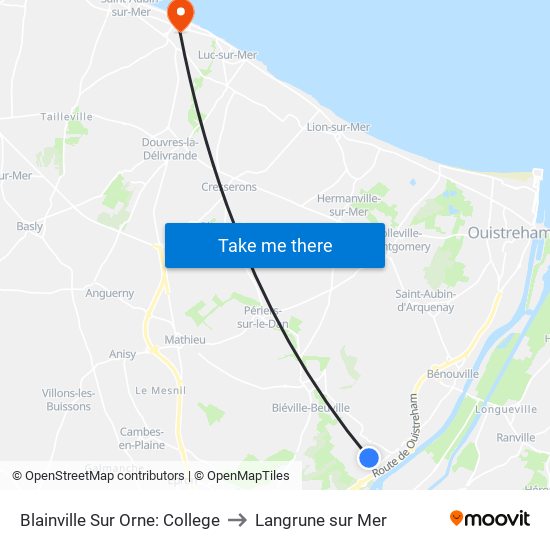 Blainville Sur Orne: College to Langrune sur Mer map