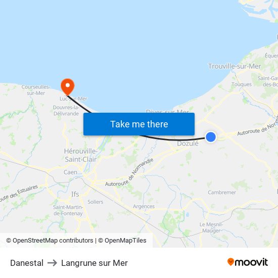 Danestal to Langrune sur Mer map