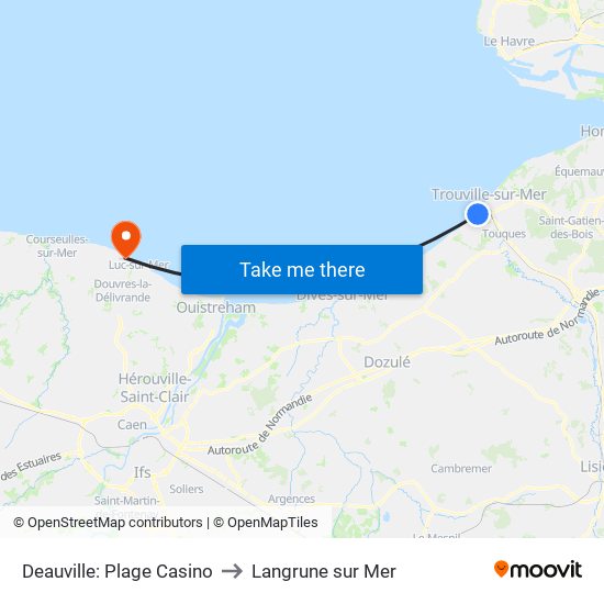 Deauville: Plage Casino to Langrune sur Mer map
