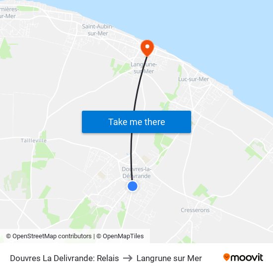 Douvres La Delivrande: Relais to Langrune sur Mer map