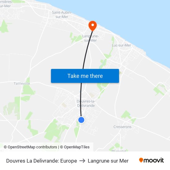 Douvres La Delivrande: Europe to Langrune sur Mer map