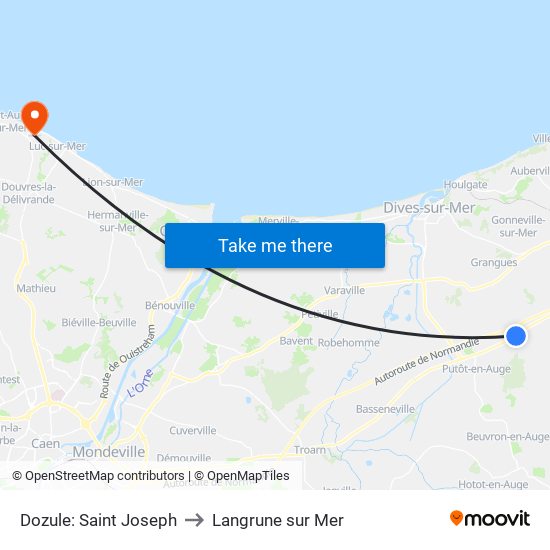 Dozule: Saint Joseph to Langrune sur Mer map