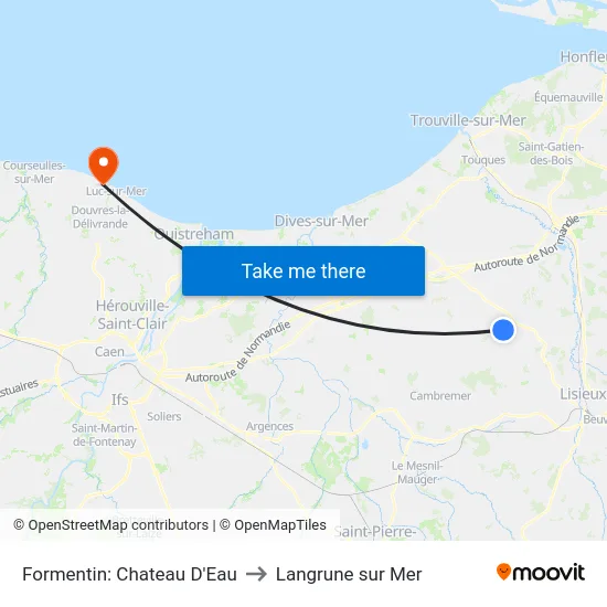 Formentin: Chateau D'Eau to Langrune sur Mer map