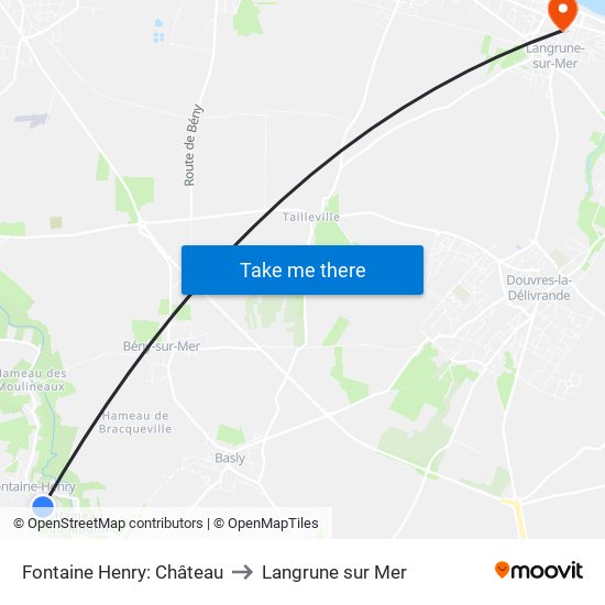 Fontaine Henry: Château to Langrune sur Mer map