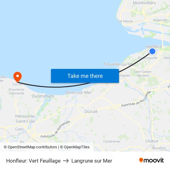 Honfleur: Vert Feuillage to Langrune sur Mer map