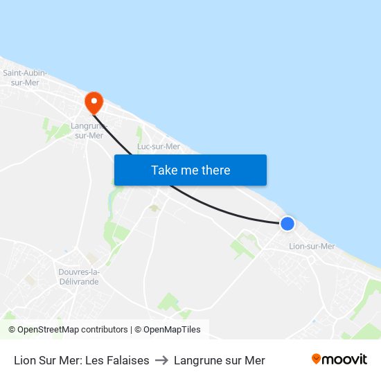 Lion Sur Mer: Les Falaises to Langrune sur Mer map