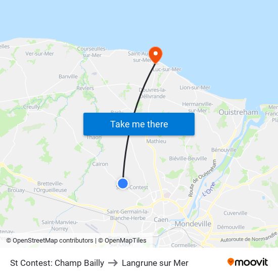St Contest: Champ Bailly to Langrune sur Mer map