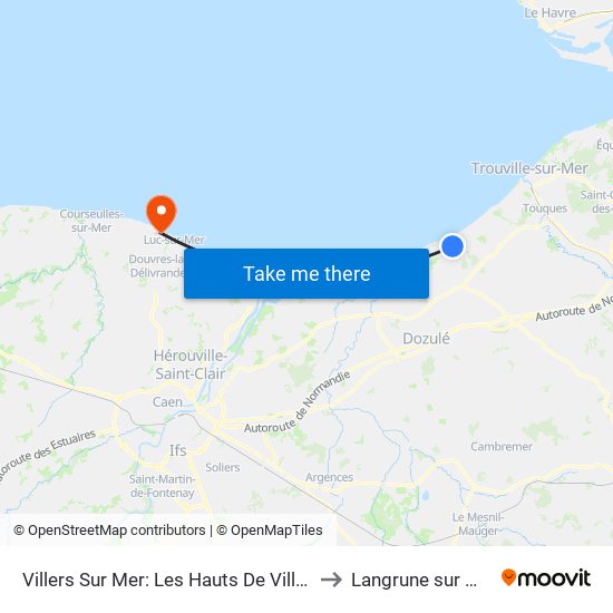 Villers Sur Mer: Les Hauts De Villers to Langrune sur Mer map
