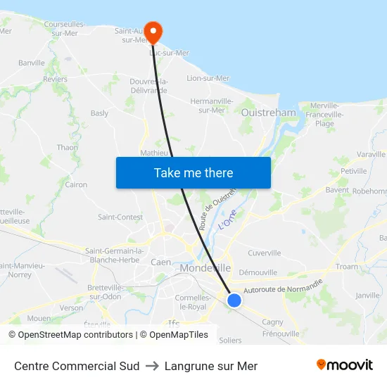 Centre Commercial Sud to Langrune sur Mer map