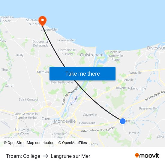 Troarn: Collège to Langrune sur Mer map