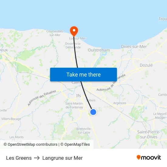 Les Greens to Langrune sur Mer map