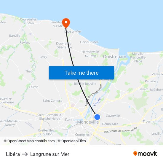 Libéra to Langrune sur Mer map