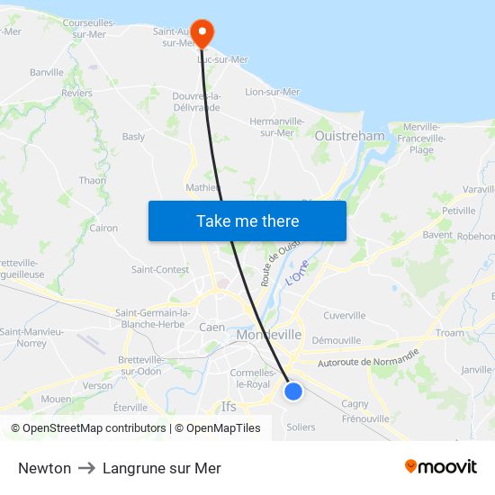 Newton to Langrune sur Mer map