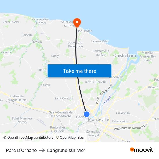 Parc D'Ornano to Langrune sur Mer map