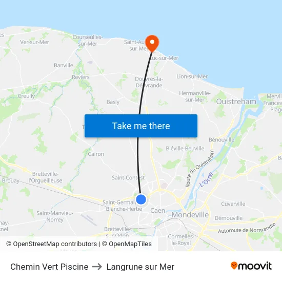 Chemin Vert Piscine to Langrune sur Mer map