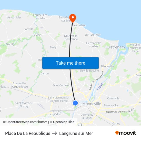 Place De La République to Langrune sur Mer map