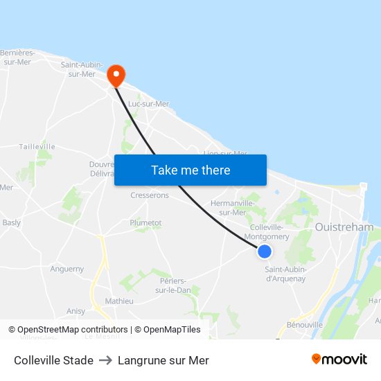 Colleville Stade to Langrune sur Mer map