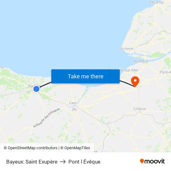 Bayeux: Saint Exupère to Pont l Évêque map