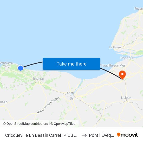 Cricqueville En Bessin Carref. P. Du Hoc to Pont l Évêque map