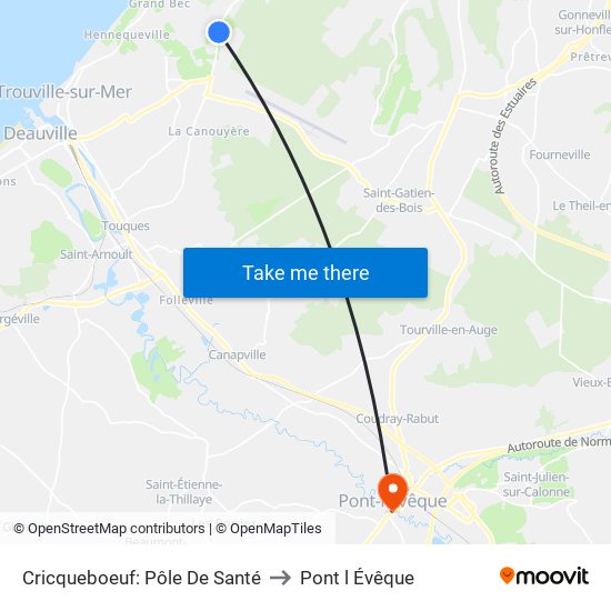 Cricqueboeuf: Pôle De Santé to Pont l Évêque map