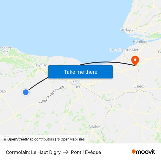 Cormolain: Le Haut Digry to Pont l Évêque map