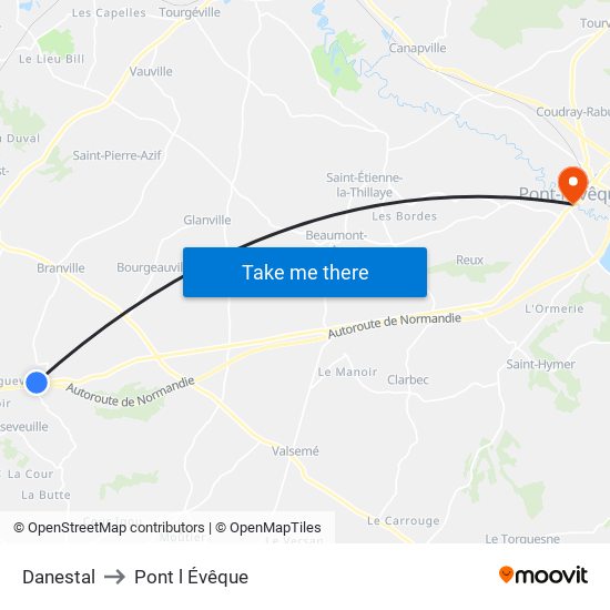 Danestal to Pont l Évêque map