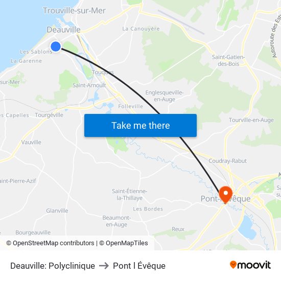 Deauville: Polyclinique to Pont l Évêque map