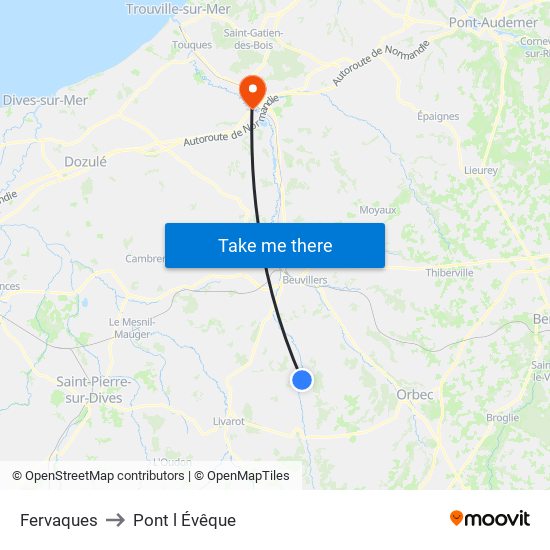 Fervaques to Pont l Évêque map
