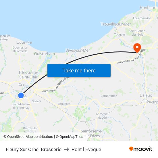 Fleury Sur Orne: Brasserie to Pont l Évêque map