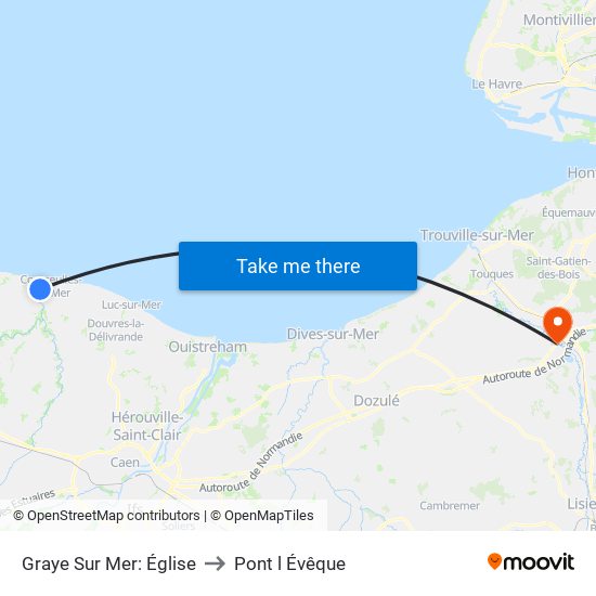 Graye Sur Mer: Église to Pont l Évêque map
