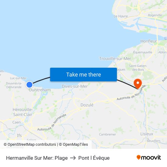 Hermanville Sur Mer: Plage to Pont l Évêque map