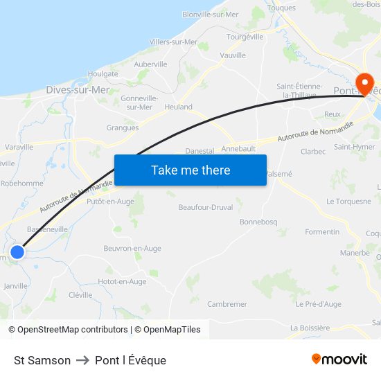 St Samson to Pont l Évêque map