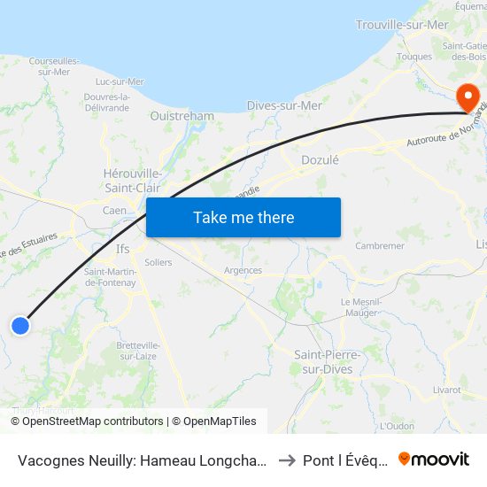 Vacognes Neuilly: Hameau Longchamp to Pont l Évêque map