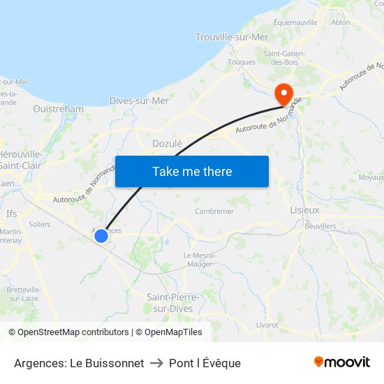 Argences: Le Buissonnet to Pont l Évêque map