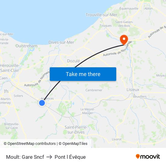 Moult: Gare Sncf to Pont l Évêque map